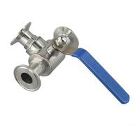 Robinet à boisseau sphérique sanitaire à 3 voies avec port en T, en acier inoxydable, compatible avec les tubes de 1,9 cm et 2,5 cm, utilisé dans l'alimentation, les boissons, le génie pharmaceutique