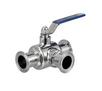 Robinet à boisseau sphérique sanitaire en acier inoxydable 304 3 voies 3,8 cm OD 50,5 mm Type de virole à trois colliers pour nourriture, brassage maison (51 mm, type L)