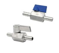 Robinet À Boisseau Sphérique Sanitaire En Acier Inoxydable 304 Avec Poignée For Tuyau De 7, 8, 9, 10, 12, 13, 14, 15, 16 Mm(9mm Barb)
