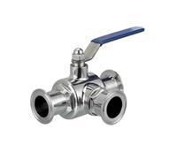 Robinet à boisseau sphérique sanitaire en acier inoxydable 304 de 76 mm, 3 voies, diamètre extérieur de 3,8 cm, 50,5 mm, type de virole triple de serrage, convient pour les aliments faits maison (type