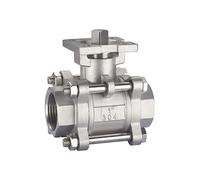 Robinet à boisseau sphérique trois pièces à plateforme haute en acier inoxydable 304, filetage femelle, 1/2", 3/4", 1"(1.5 Inch)