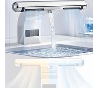 Robinet à Capteur 2 en 1 avec Sèche-Mains,S'active à L'approche,S'arrête Au Départ,Débit et Séchage des Mains par Détection,Seche Main Commutation Froid/Chaud