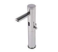 Robinet à capteur automatique sans contact en laiton chromé Robinet de bassin haut pour le corps, mains libres, pour les maisons, les hôtels, les immeubles de bureaux, salles de bains, 34,5 x 16 cm