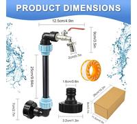 Robinet à col de cygne IBC-Adaptateur IBC 3/4""-Robinet d'arrêt S60 x 6-Idéal pour remplir les arrosoirs-Convient pour réservoir d'eau de pluie,citerne de pluie,conteneurs IBC