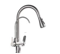 Robinet à deux poignées en métal | Utilisation multicolore : eau de cuisine et de salle de bain(Brushed Nickel B)