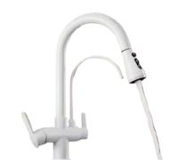 Robinet à deux poignées en métal | Utilisation multicolore : eau de cuisine et de salle de bain(White)