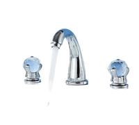Robinet à deux poignées Robinet De Lavabo Salle Bain | Mélangeur répandu à 3 trous, robinet d'eau en laiton chaud et froid et en cristal(Color 3)