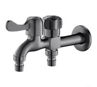 Robinet à double commande en acier inoxydable robuste pour machine à laver et robinet d'alimentation en eau (J)
