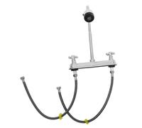 Robinet à Double Interface Cuisine de Camping-car, Rotatif 360° | Deux Poignées, Réglage Facile du Débit Température, Acier Inoxydable et Plastique, Argenté