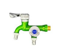 Robinet à double sortie et double commande for salle de bain, raccord d'irrigation en plastique, interface universelle 1/2"(Green)