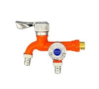 Robinet à double sortie et double commande for salle de bain, raccord d'irrigation en plastique, interface universelle 1/2"(Orange)
