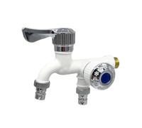 Robinet à double sortie et double commande for salle de bain, raccord d'irrigation en plastique, interface universelle 1/2"(White)