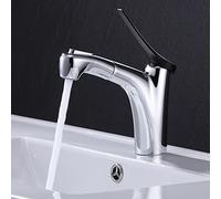 Robinet à Eau Chaude Froide, appuyer Le Laiton du Bassin, Un Seul Levier Serre-t-Robot pour l'évier la Salle de Bain, Noir + Chrome