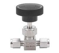 Robinet à pointeau à haute pression à 2 voies en acier inoxydable 304, vanne de régulation du débit pour eau, gaz et liquides, réglable avec précision grâce à une molette lisse, (F1/8)