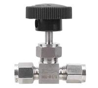 Robinet à pointeau à haute pression à 2 voies en acier inoxydable 304, vanne de régulation du débit pour eau, gaz et liquides, réglable avec précision grâce à une molette lisse, (F1/4)