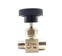 Robinet à pointeau réglable 1/4" 3/8" 1/2" filetage mâle vers femelle en acier inoxydable 304, vanne d'arrêt de contrôle de débit(3/8")