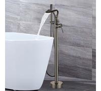 Robinet a Poser avec Douchette pour Baignoire Robinet Cascade Salle Bain Monotrou Mitigeur Baignoire Ilot Sur Pied,gris