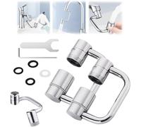 Robinet à Rallonge Rotatif Multifonctionnel,AéRateur De Robinet,Mousseur Pivotant 1080°,Rallonge Buse MéLangeuse 2 Jets,AéRateurs Universels Pour Robinets Cuisine Et Salle Bain(2Pcs)