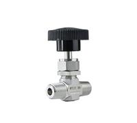 Robinet à soupape à filetage mâle NPT en acier inoxydable 1/4", 3/8", 1/2", avec tige de réglage, poignée ronde noire, robinet à pointeau haute pression(1/4")