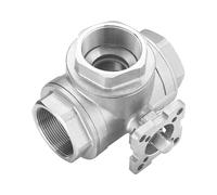 Robinet à tournant sphérique à trois voies à plate-forme haute en acier inoxydable DN65 SS304, filetage femelle de Type T/L(T Type)