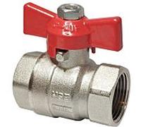 Robinet à tournant sphérique chauffant Hermann Schmidt 1" en laiton nickelé, avec poignée papillon, PN 42/35