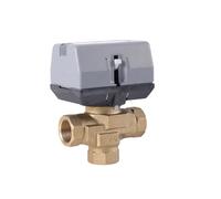 Robinet à tournant sphérique en laiton, Vanne D'arrêt Motorisée À Trois Voies En Laiton 1/2'' 3/4'' 1'' Avec Vanne À Soupape Électrique For Ventilo-convecteur VC6013(DN25)