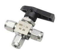 Robinet à tournant sphérique en T à 3 voies à compression en acier inoxydable 1/8'' 1/4'' 3/8'' 1/2'' (Size : 1/4")