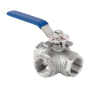 Robinet à tournant sphérique hydraulique manuel en acier inoxydable 304, raccord de tuyau à filetage femelle à 3 voies à port complet 304T-type DN20