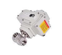 Robinet à tournant sphérique motorisé à trois voies de 3 ", en acier inoxydable, DC24V AC220V, Type Q941/45F-16P T/L, robinet à tournant sphérique électrique à filetage femelle(220VAC-T TYPE)