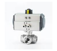 Robinet à tournant sphérique pneumatique trois voies plate-forme haute DN25, pièces avec filetage interne en acier inoxydable, robinet de Type T et L(T Type)