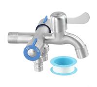 Robinet à trois voies en acier inoxydable avec 3 interrupteurs de contrôle pour machine à laver, pulvérisateur, lave-vaisselle et utilisation générale du robinet avec tuyaux G1/2 (B)