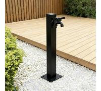 Robinet antigel extérieur en acier inoxydable, colonne d'eau de jardin décorative avec Double sortie, support de tuyau carré noir pour fontaine/élément d'eau(Height: 60cm/23.6in)
