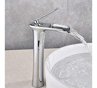 Robinet antirouille à Bec Cascade, Robinet d'eau Froide et Chaude de Salle de Bains à poignée Unique, Installation sur Pont en Bronze, mitigeur d'évier, lavabo de Cuisine, Robinet d'eau