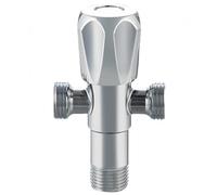 Robinet Arret Wc Vanne D'Angle G1/2 En Acier Inoxydable Compatible Eau Chaude Et Eau Froide Une Entrée Et Deux Sorties Molette Diamantée Double Commande