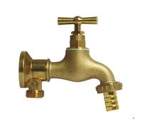 Robinet arrosage orientable 15/21-20/27 laiton brut + Applique murale sans écrou