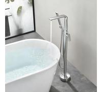 Robinet Au Sol Baignoire Ilot Rotation 360° Robinet Baignoire avec Douchette Mitigeur Douche 2 Sorties,Chromé