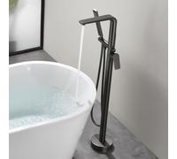 Robinet Au Sol Baignoire Ilot Rotation 360° Robinet Baignoire avec Douchette Mitigeur Douche 2 Sorties,Gris Pistolet