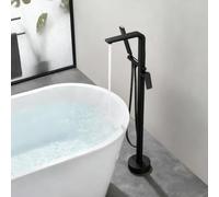 Robinet Au Sol Baignoire Ilot Rotation 360° Robinet Baignoire avec Douchette Mitigeur Douche 2 Sorties,Noir