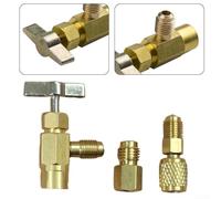 Robinet auto-scellant pour canettes R1234yf avec adaptateurs compatibles pour systèmes R12 et R134a