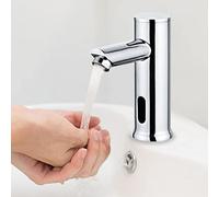 Robinet automatique sans contact pour salle de bain, robinet d'évier de salle de bain alimenté par piles en laiton activé par le mouvement mains libres avec boîtier de contrôle