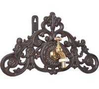 Robinet avec support de tuyau en fonte - Montage mural - Design antique - Décoration de jardin - 22 x 36,5 x 25 cm - Support robuste - Robinet intégré - Look vintage