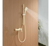 Robinet Baignoire avec Bec de Baignoire a 2 Modes Robinetterie Mural Entraxe 150mm Mitigeur Monocommande Douche en Cuivre,Blanc Laiteux