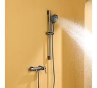 Robinet Baignoire avec Bec de Baignoire a 2 Modes Robinetterie Mural Entraxe 150mm Mitigeur Monocommande Douche en Cuivre,Gris Pistolet