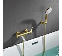 Robinet Baignoire avec Douchette 3 Jets, Laiton Mitigeur Baignoire Cascade, Mural Robinet Douche avec Flexible Tubo 1,5m, Mitigeur Douche Chaud ou Froid