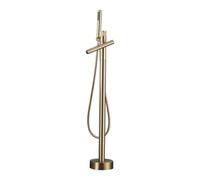 Robinet Baignoire avec Douchette sur Pied Laiton Eau Froide et Chaude-Or Brossé