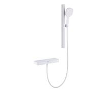 Robinet Baignoire Cascade avec Douchette a Main Split Mitigeur Bain Douche Mural Entraxe 150 2 Becs,Blanc