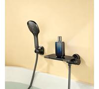 Robinet Baignoire Cascade avec Douchette Mitigeur Bain Douche Mural 4 Modes Robinet Douche en Cuivre,gris Pistolet