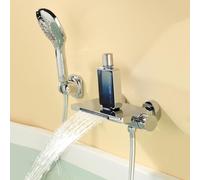 Robinet Baignoire Cascade avec Douchette Mitigeur Bain Douche Mural 4 Modes Robinet Douche en Cuivre,chromé