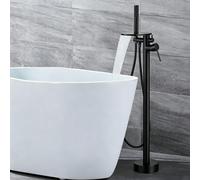 Robinet Baignoire Ilot a Cascade Monocommande Mitigeur à Poser Sur Baignoire avec Douchette à Main,Noir