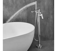 Robinet Baignoire Ilot Chromé Rotation 360° Mitigeur Bain Douche Sur Baignoire Double Sorties Robinet Salle Bain Chaud et Froid